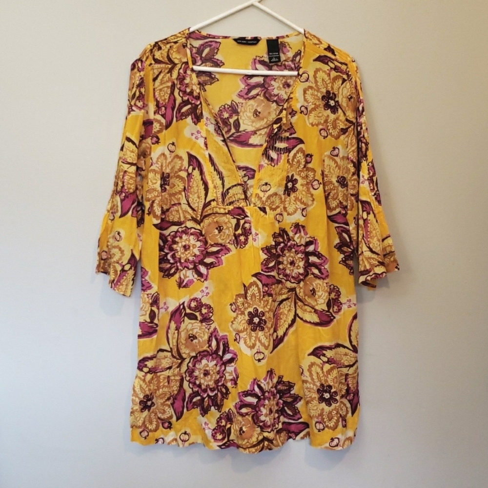 New York & Company lightweight cotton tunic blouse Size Large